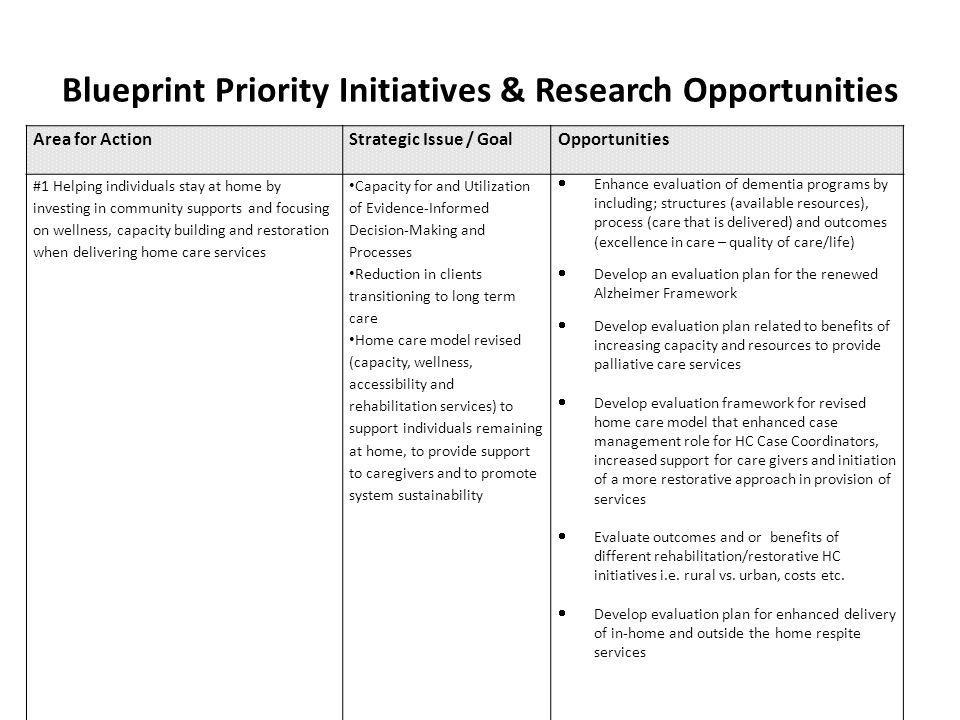 Blueprint Priority Initiatives & Research Opportunities ;