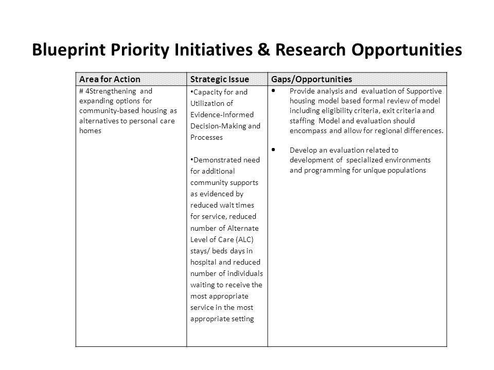 Blueprint Priority Initiatives & Research Opportunities