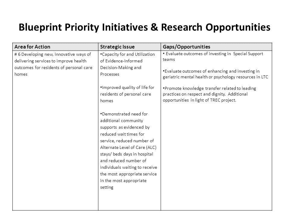 Blueprint Priority Initiatives & Research Opportunities