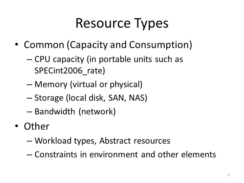 Resource Types Common (Capacity and Consumption) Other