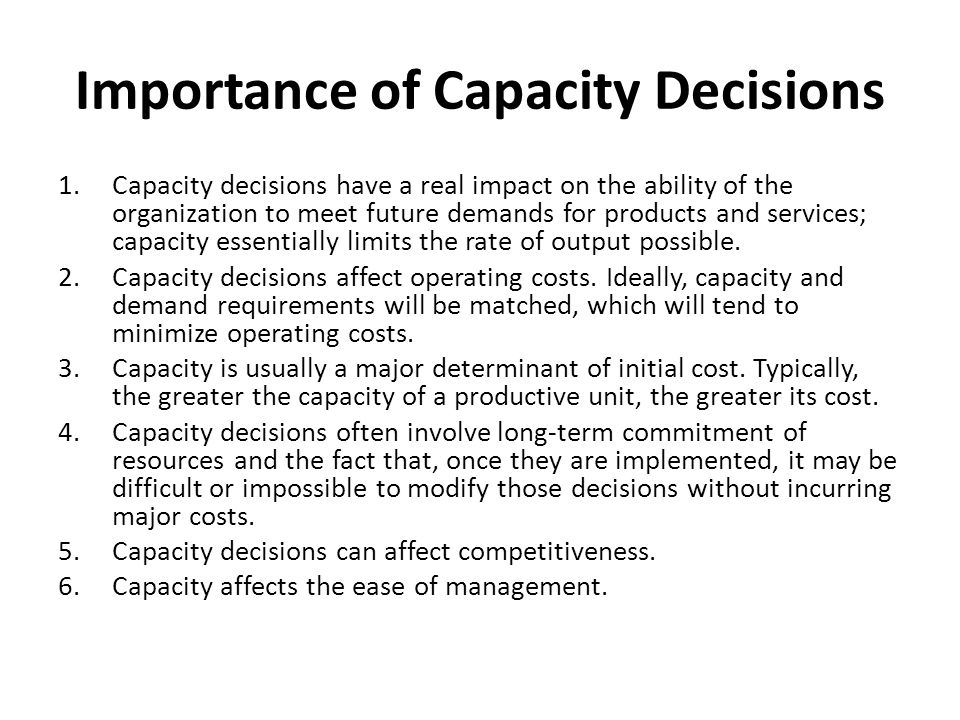 capacity planning decisions
