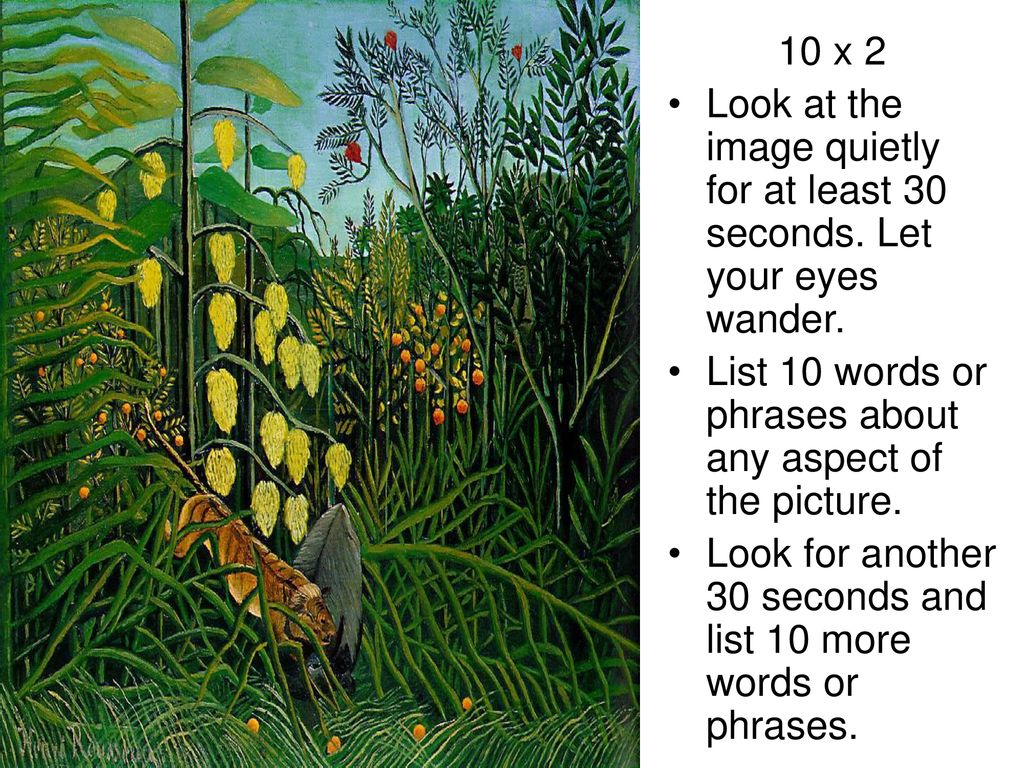 10 x 2 Look at the image quietly for at least 30 seconds Let your eyes