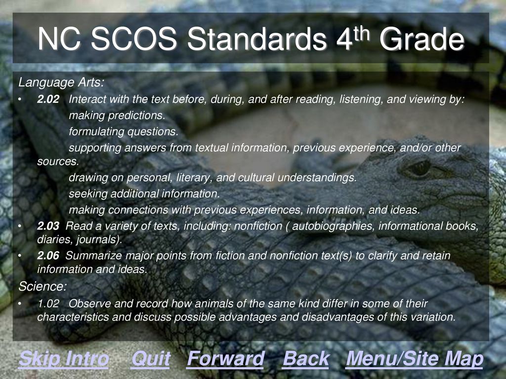 NC SCOS Standards 4th Grade
