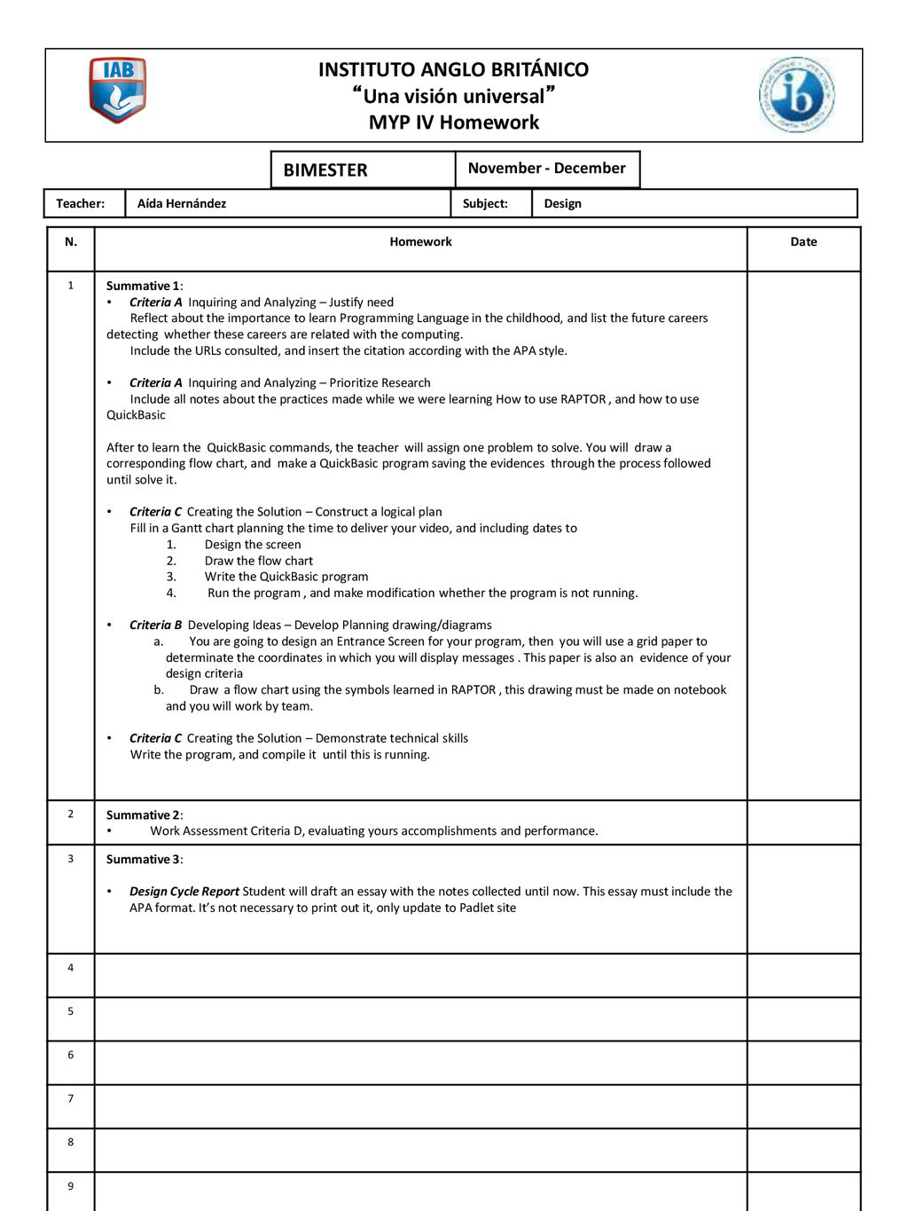 Instituto anglo brit nico una visi n universal myp iv homework ppt