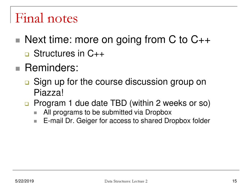 EECE.3220 Data Structures Instructor: Dr. Michael Geiger Spring ppt ...