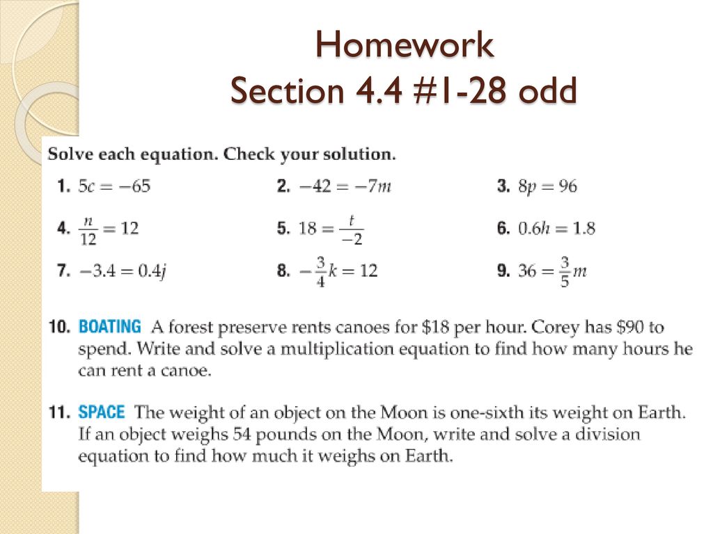 Homework Section 4.4 #1-28 odd