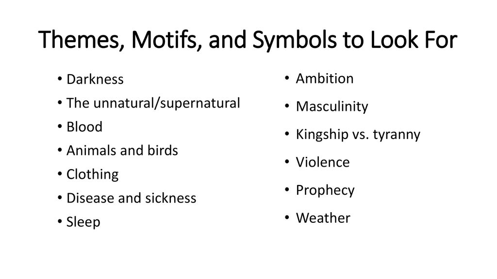 Themes, Motifs, and Symbols to Look For