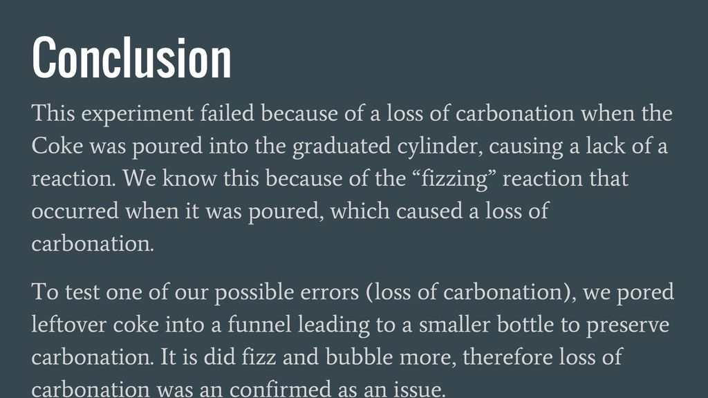 conclusion of mentos and coke experiment