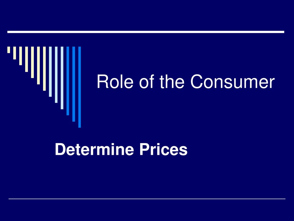 Role of the Consumer Determine Prices