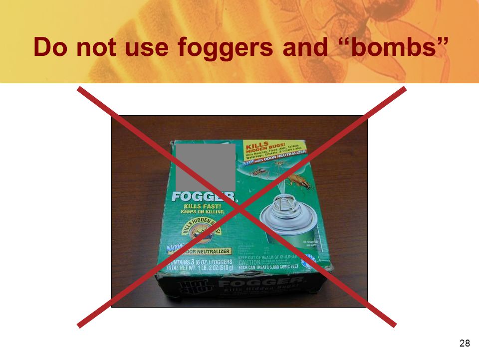 Do not use foggers and bombs