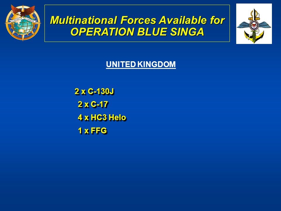 Multinational Forces Available for OPERATION BLUE SINGA