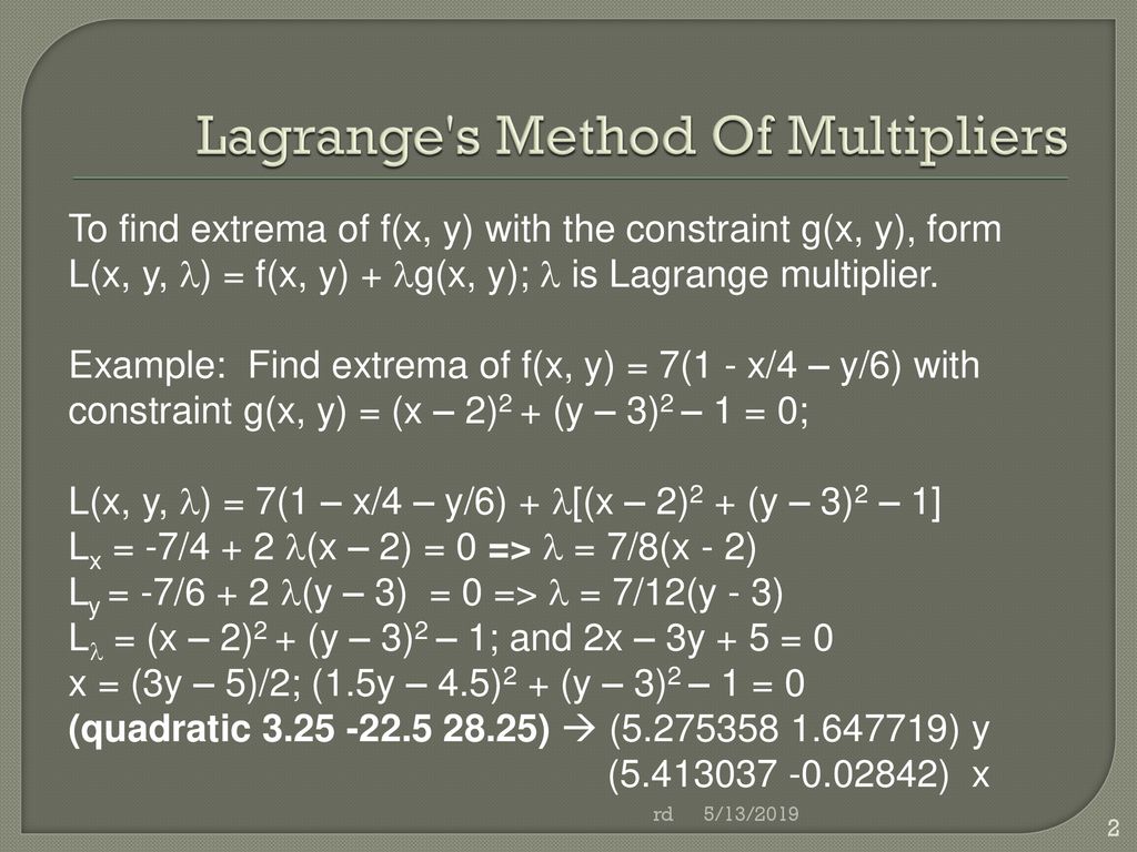 Lagrange Multipliers Ppt Download
