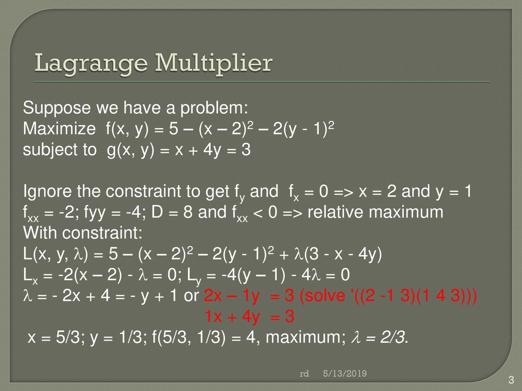 Lagrange Multipliers Ppt Download Lagrange Multipliers Ppt Download