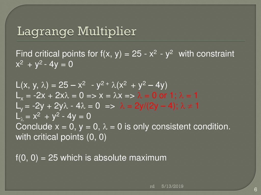 Lagrange Multipliers Ppt Download