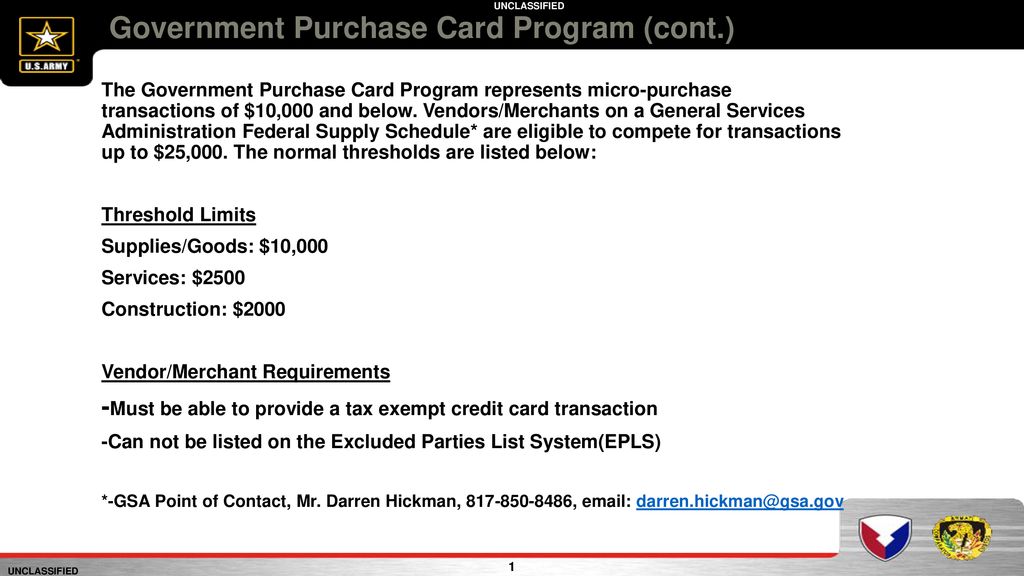 Joseph Craggett, Government Purchase Card Program Manager, - ppt download