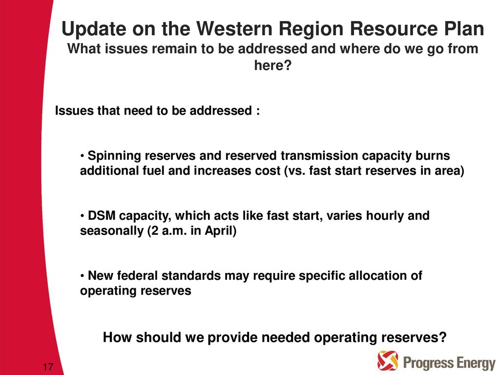 How should we provide needed operating reserves