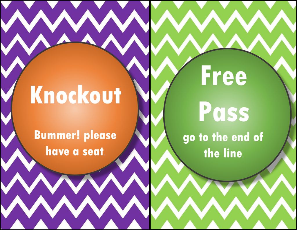 Free Pass Knockout go to the end of the line. Bummer! please