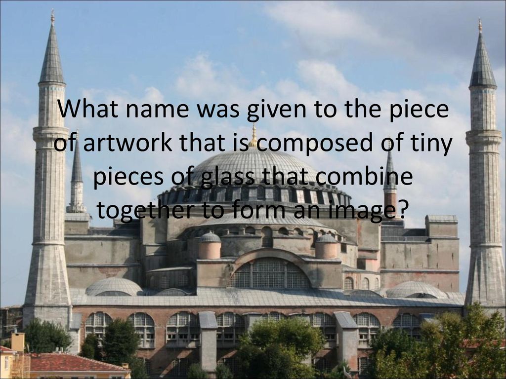 What name was given to the piece of artwork that is composed of tiny pieces of glass that combine together to form an image