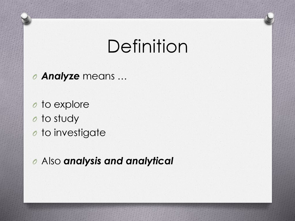 Analyze Definition & Meaning