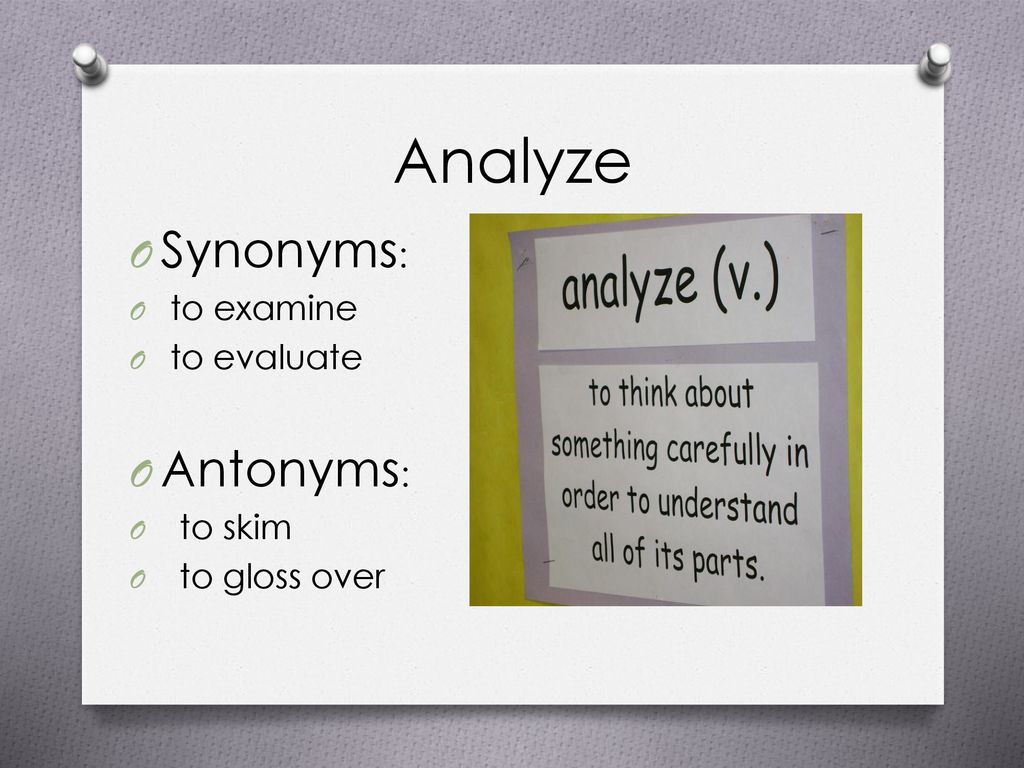 Synonyms for Analyze
