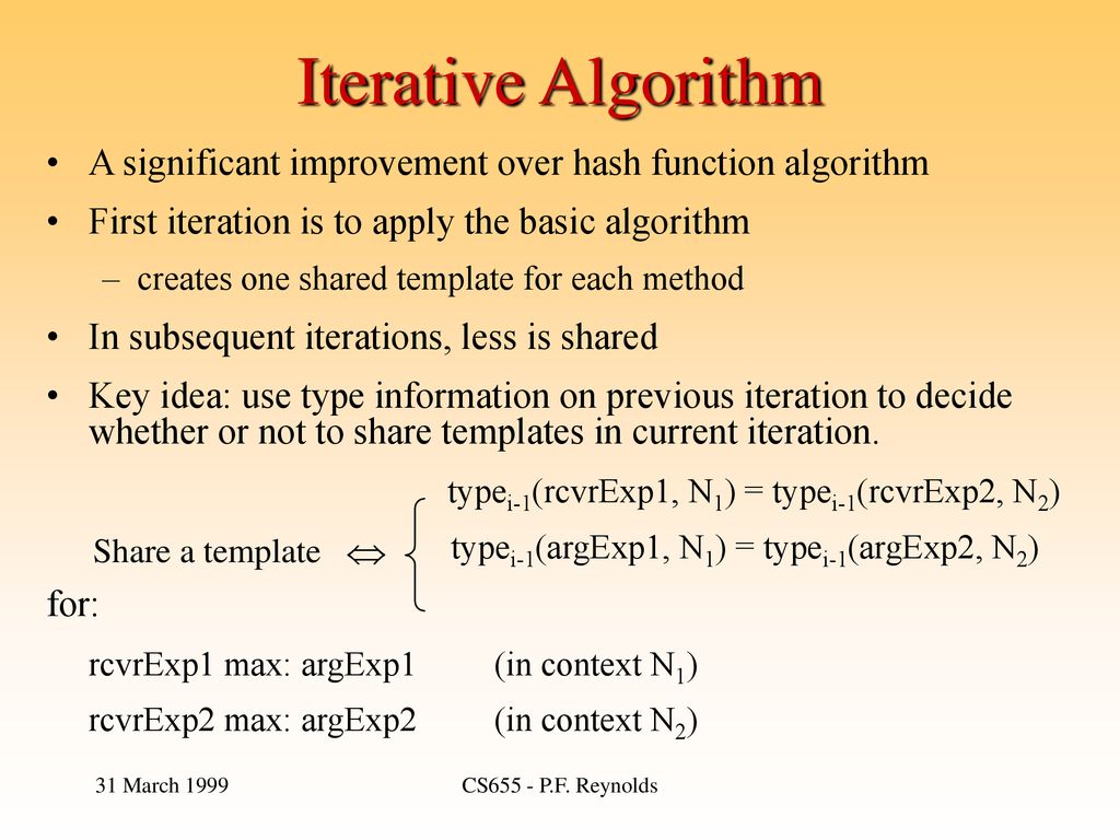 Iterative Algorithm A significant improvement over hash function algorithm. First iteration is to apply the basic algorithm.