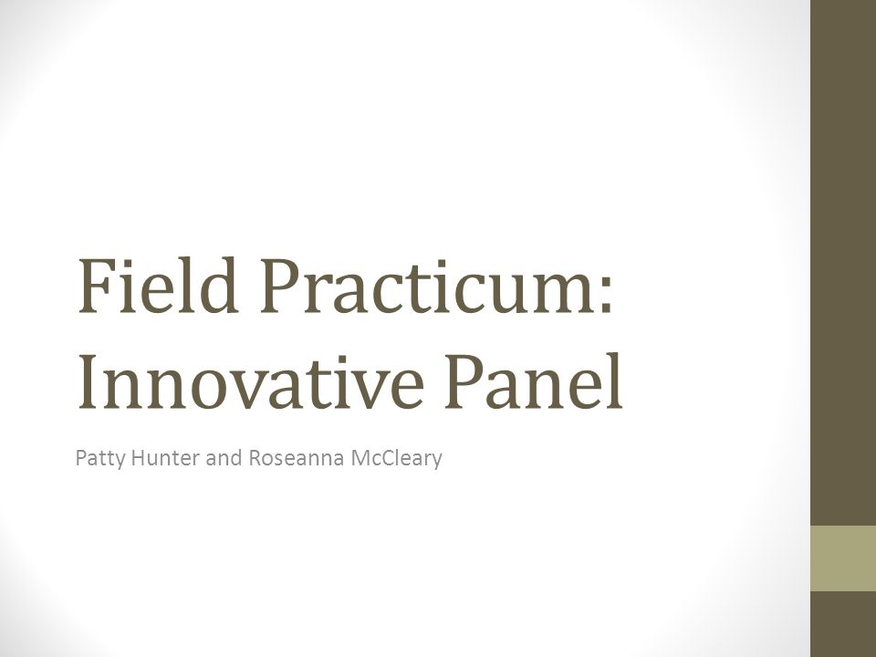 Field Practicum: Innovative Panel