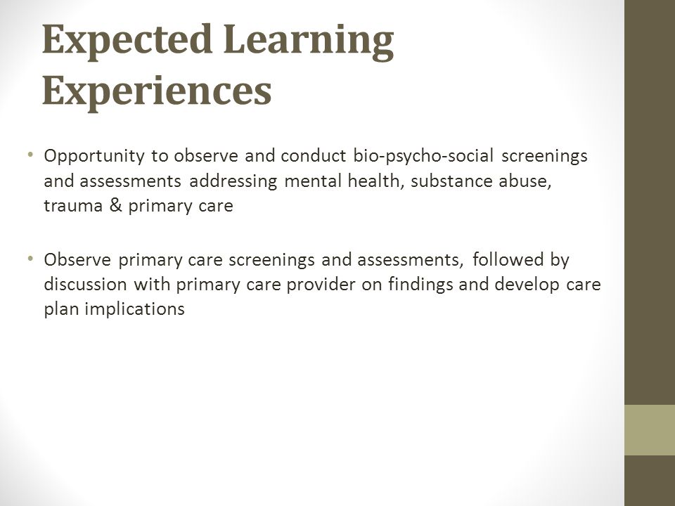 Expected Learning Experiences