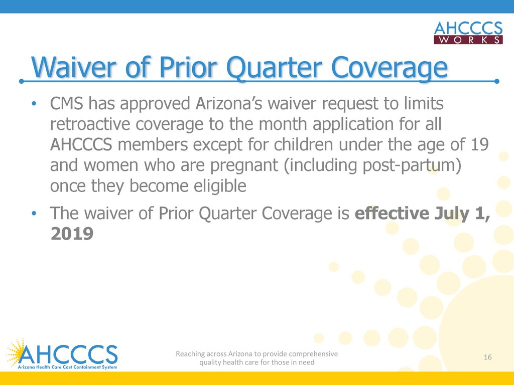 AHCCCS Works & Prior Quarter Coverage Overview - Ppt Download