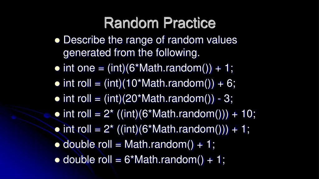 Random Numbers while loop ppt download