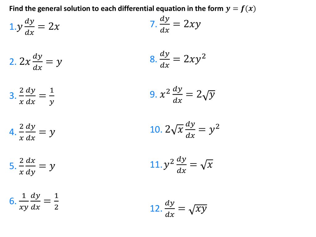 Differential Equations Separation Of Variables Ppt Download