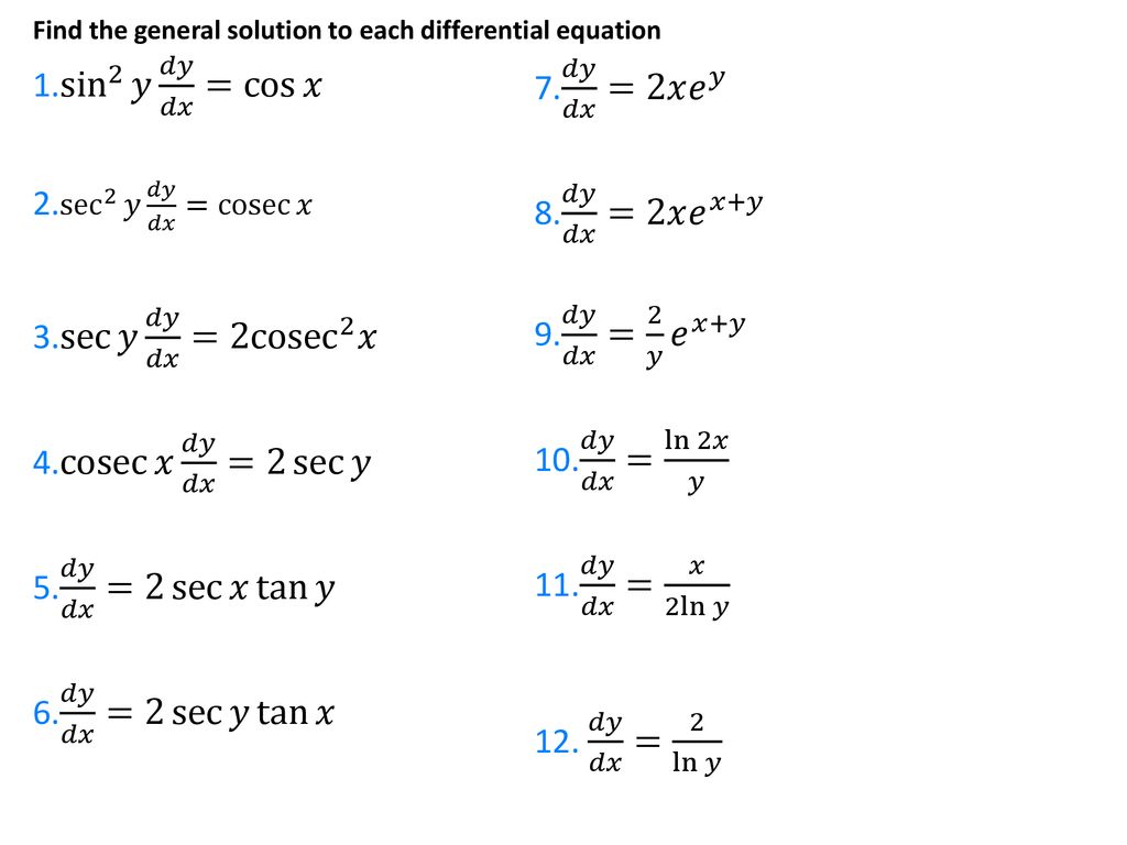 Differential Equations Separation Of Variables Ppt Download