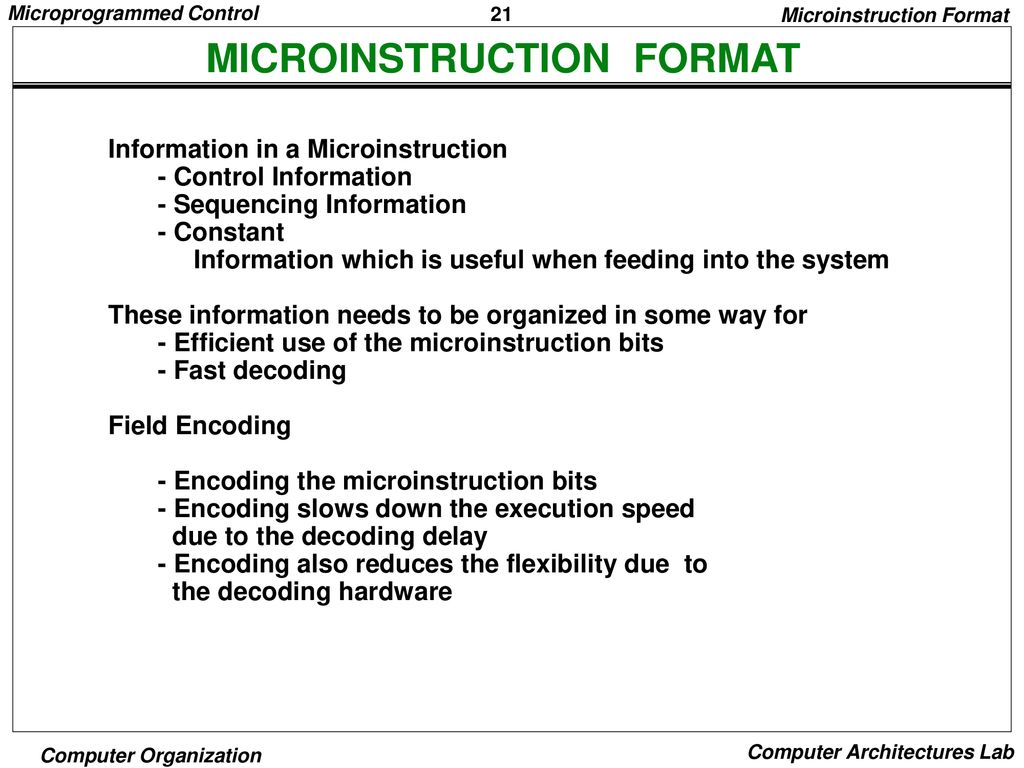 MICROINSTRUCTION FORMAT