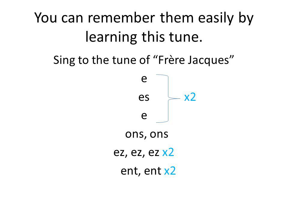 You can remember them easily by learning this tune.