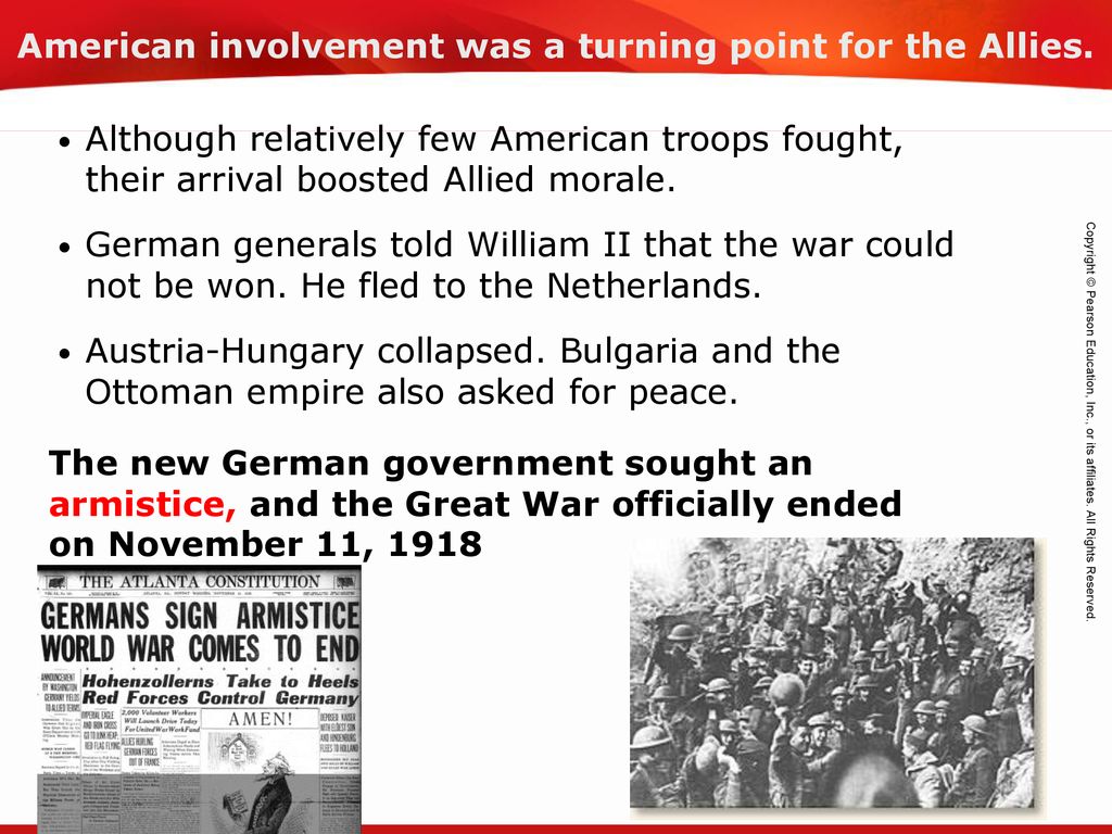 American involvement was a turning point for the Allies.