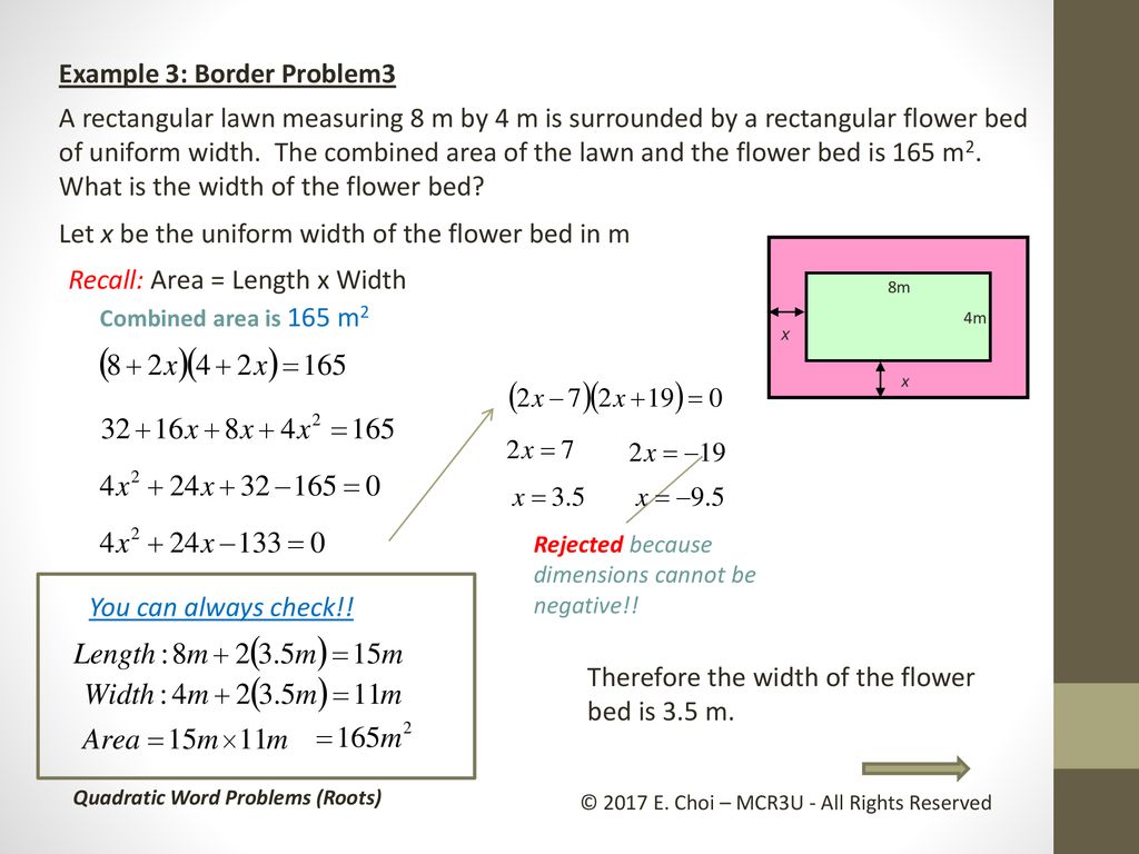 Grade 20 University: (MCR20U) Unit 20: Algebra & Quadratic Functions Inside Quadratic Word Problems Worksheet