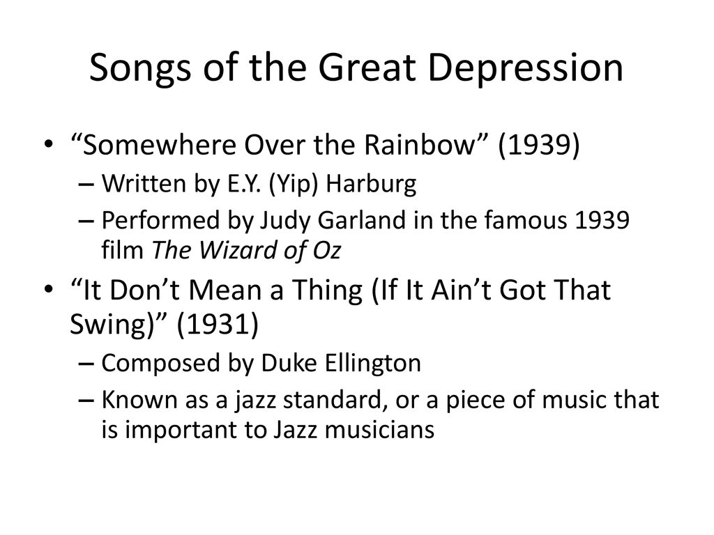 The Great Depression: Popular Culture - ppt download