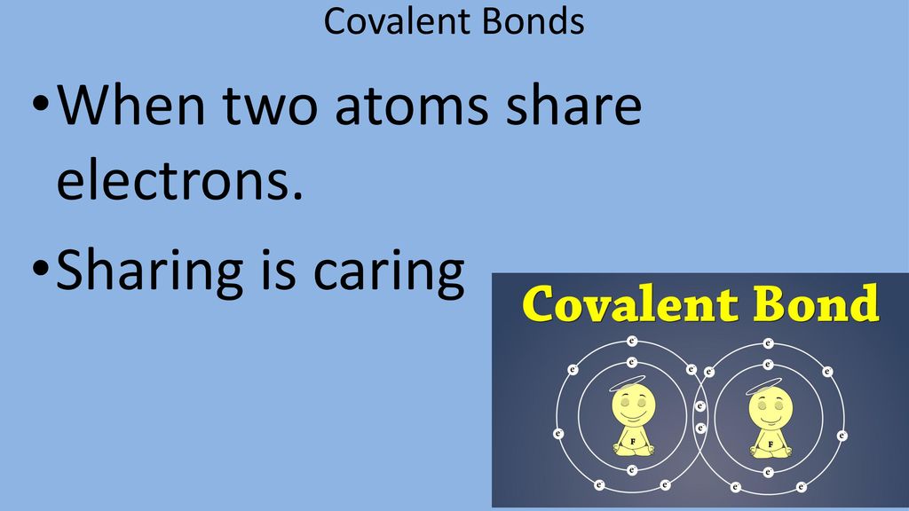 When two atoms share electrons. Sharing is caring