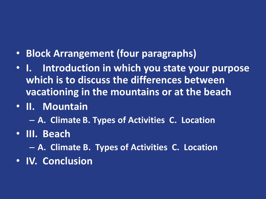 Block Arrangement (four paragraphs)