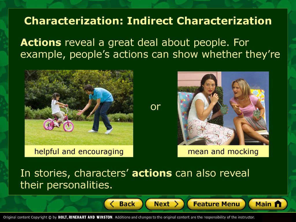 Characterization: Indirect Characterization