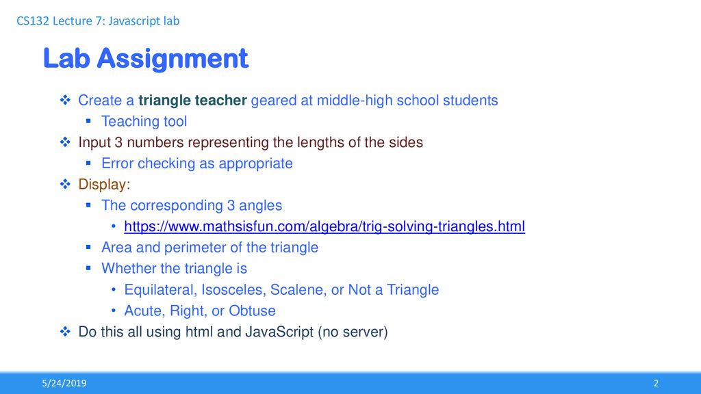 Lecture 7: JavaScript/DOM Lab Wednesday February 7, ppt download