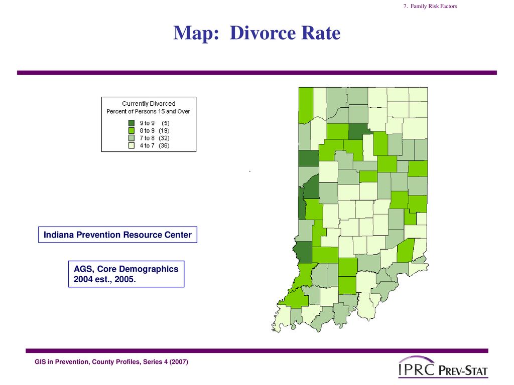Map: Divorce Rate St. Joseph County, IN Mishawaka city, IN