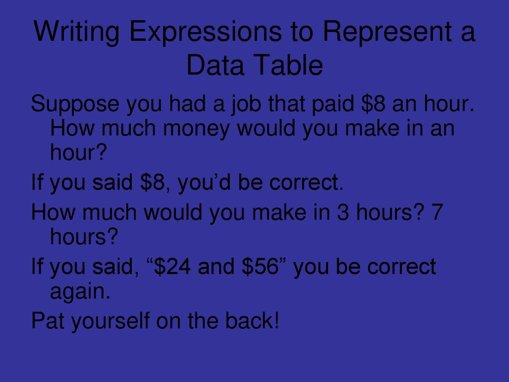 Writing Expressions to Represent a Data Table