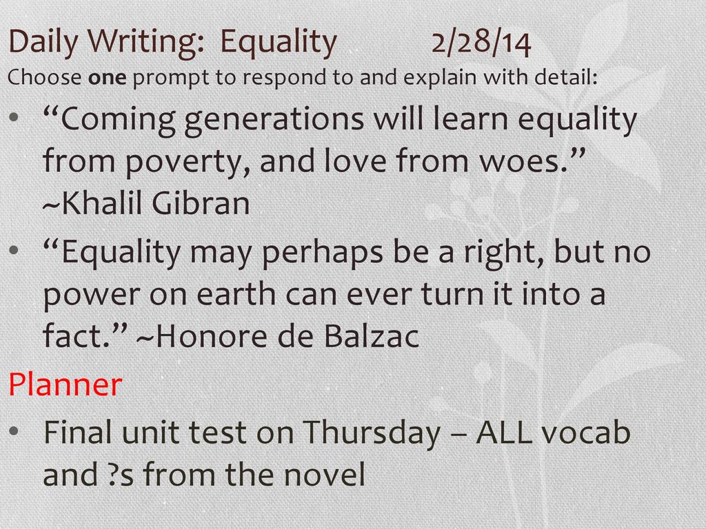 Daily Writing: Equality 2/28/14