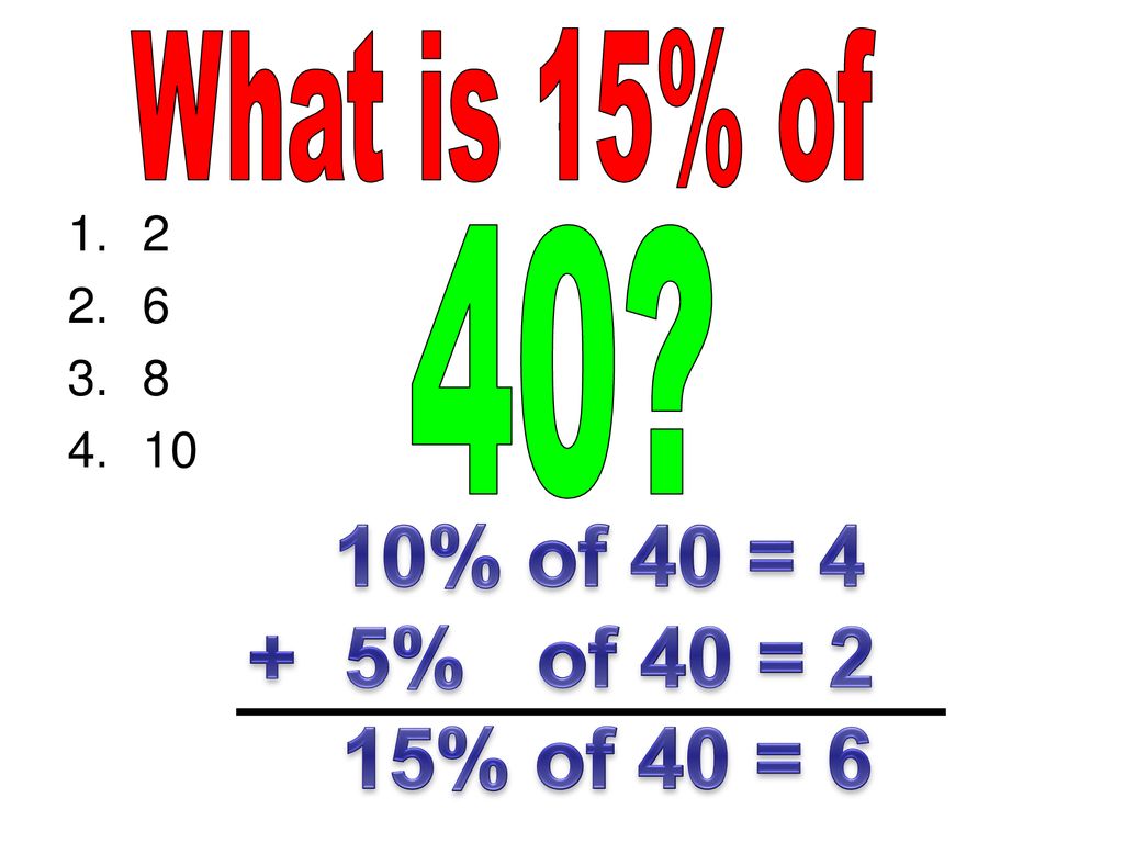 Do Not Use A Calculator For The Following Ppt Download whats-20-percent-of-1500