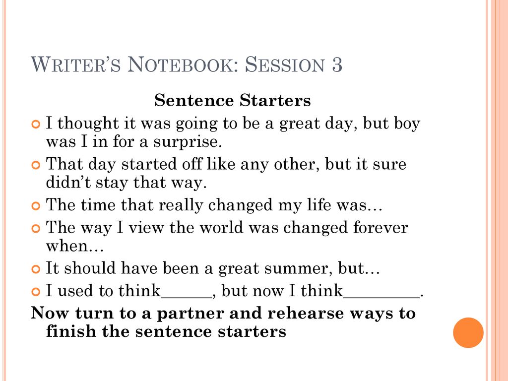 Writer’s Notebook: Session 3