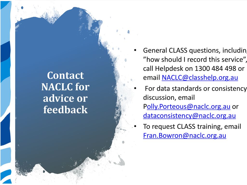 Contact NACLC for advice or feedback