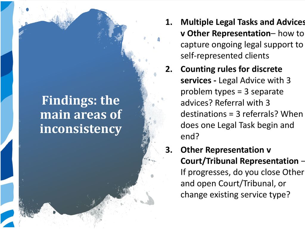 Findings: the main areas of inconsistency