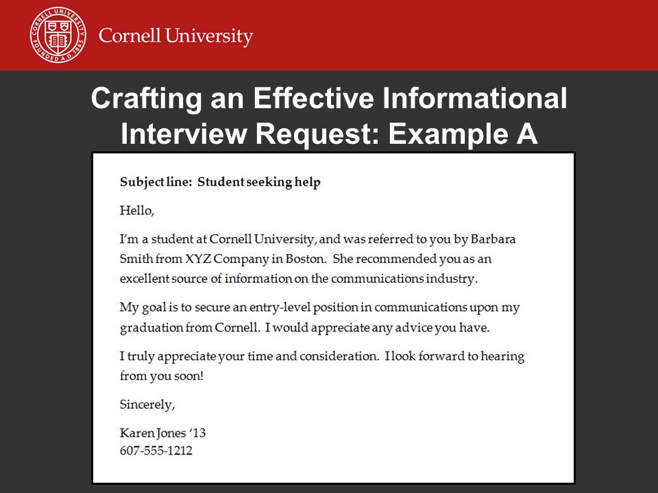 Crafting an Effective Informational Interview Request: Example A