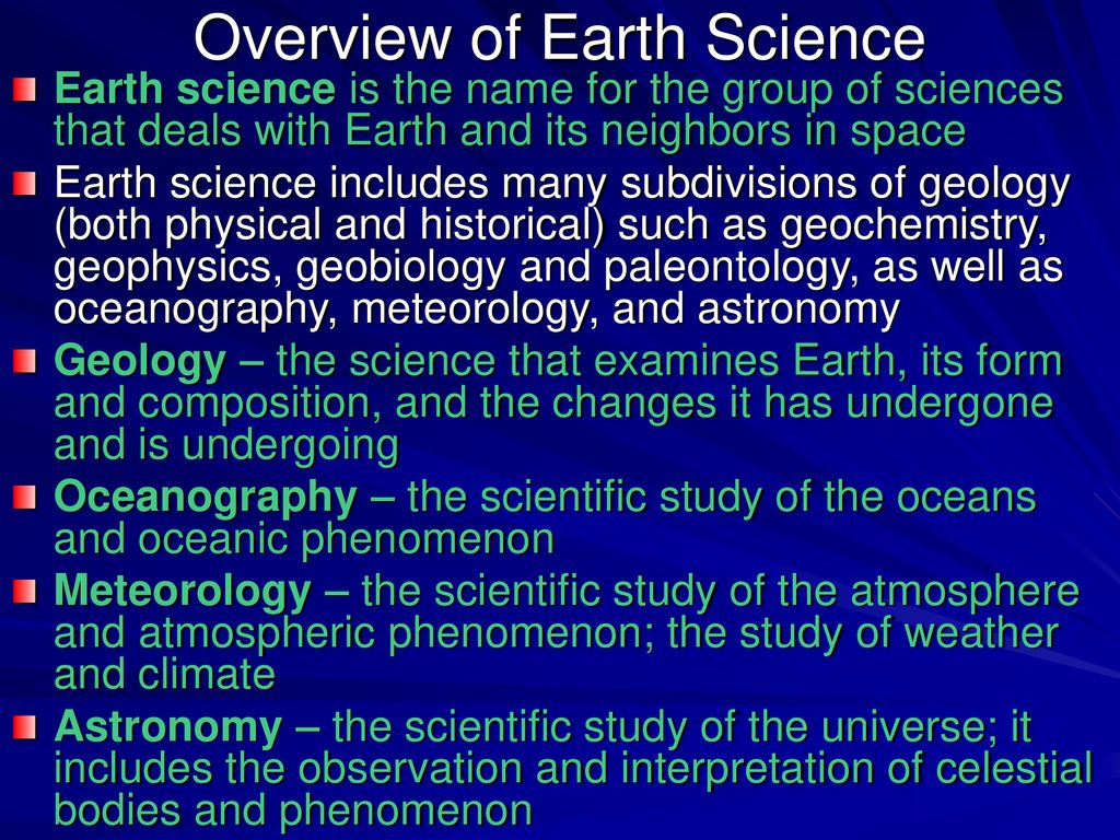 Overview of Earth Science