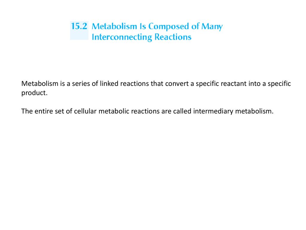 Metabolism is a series of linked reactions that convert a specific reactant into a specific product.